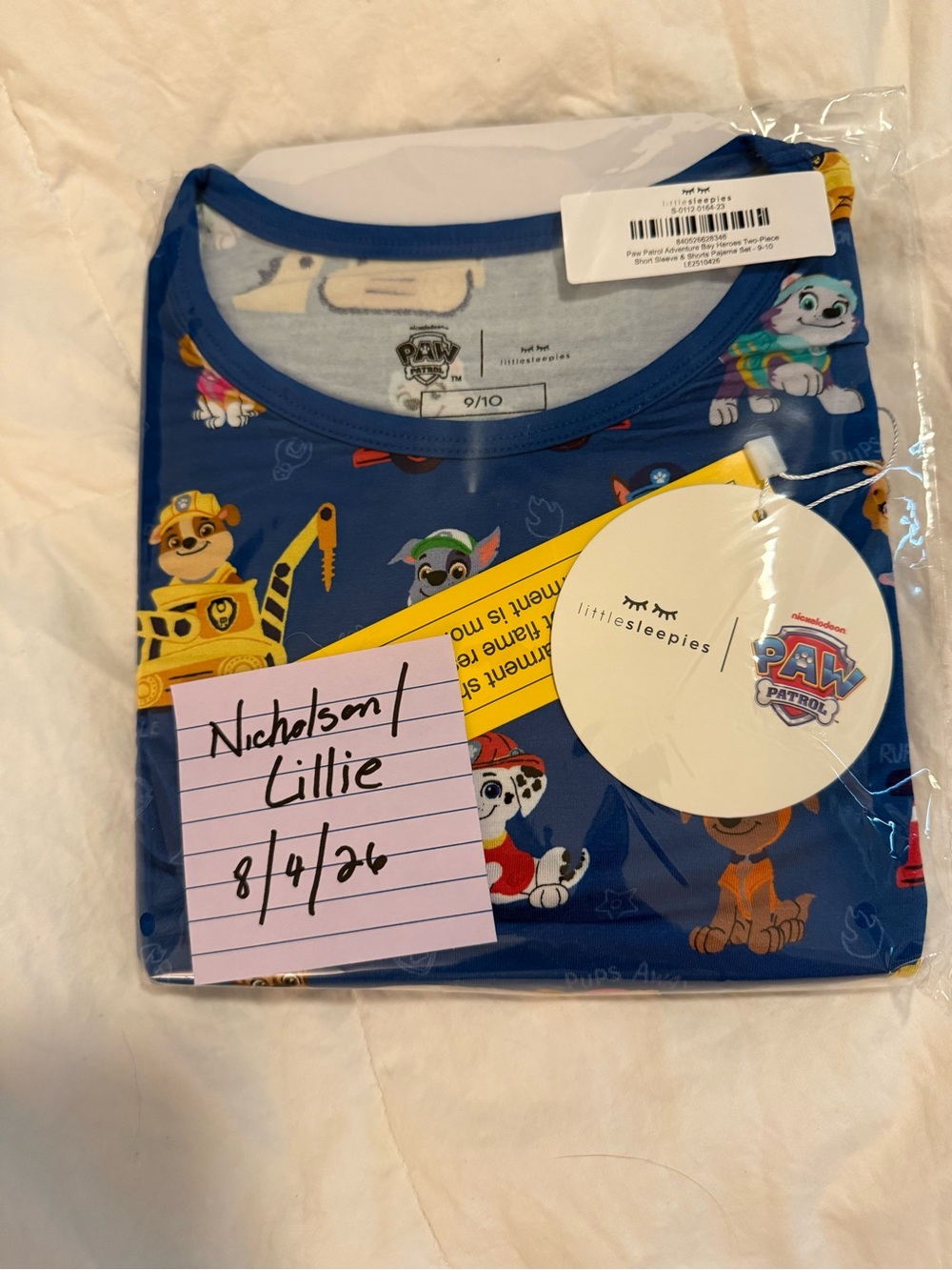 Little Sleepies Paw Patrol PJs 9/10 LS/P